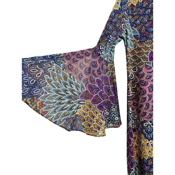 MSK Boho Bell Sleeve Dress M Multicolor Shift Dress EUC - Picture 9 of 14